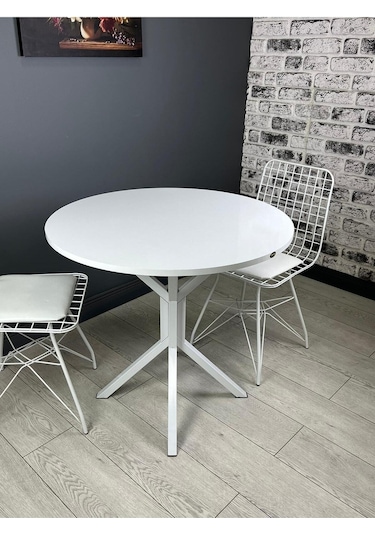 Saray Beyaz Yuvarlak Mutfak Masası Yemek Masası Balkon Masası Metal Beyaz Ayak 80 Cm Saray Beyaz Yuvarlak Mutfak Masası Yemek Masası Balkon Masası Metal Beyaz Ayak 80 Cm