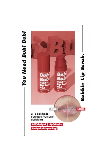 Unpa Ölü Derileri Arındıran Köpüren Dudak Peelingi UNPA Bubi Bubi Lip Scrub Red