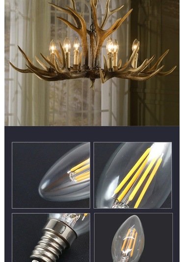 Şeffaf Cam C35 Rustik Led Filament Ampul 4w E14 Gün Işığı Vintage