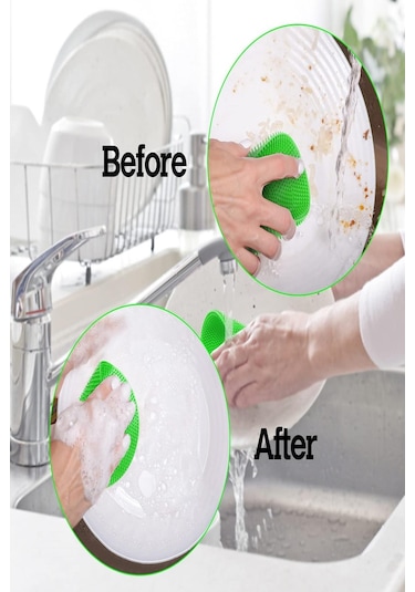 2'li Pratik Silikon Tükenmeyen Bulaşık Yıkama Fırçası | Bulaşık Fırçası Tava Tutucu Sebze Temizleme