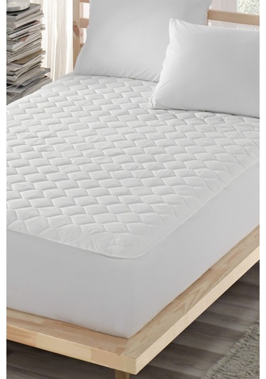 Mona Verde Sessiz Pamuklu Alez Yatak Koruyucu Kapitoneli Fitted Tek Çift Kişilik Bebek Alezi MNVPFK00 Beyaz