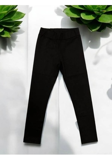Kız Çocuk Mikro Şardonlu Esnek Tayt-15029 SiYAH