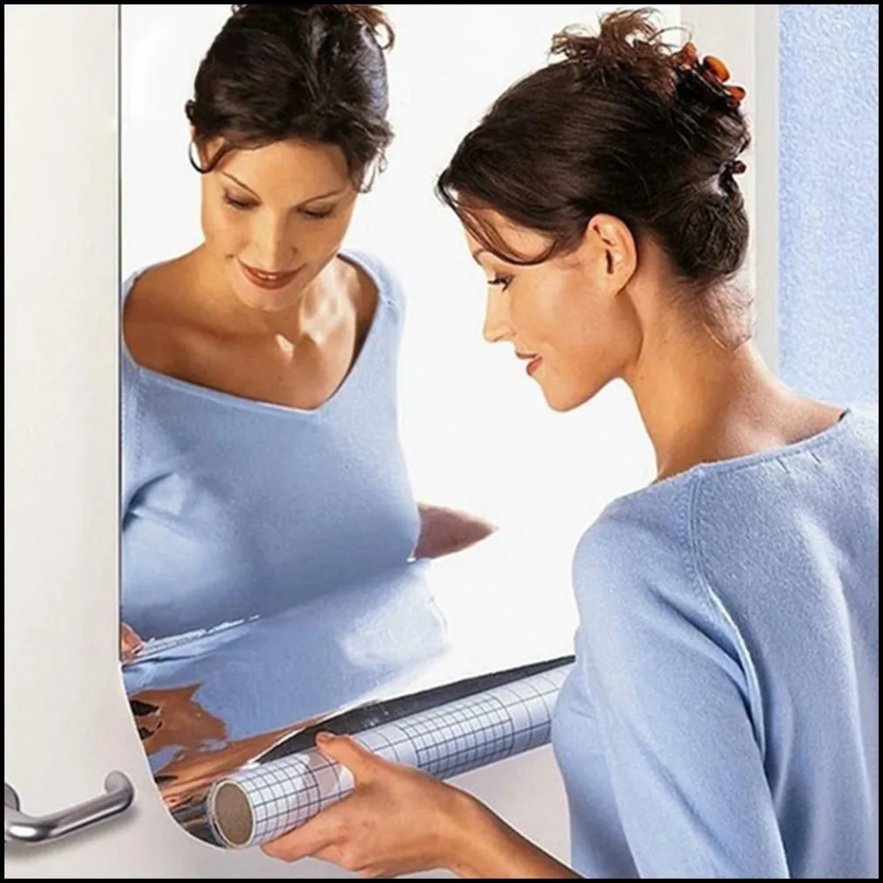 Yaleker Banyo İçin Pet Materyalli 50x100 Cm Otostik Yalıtkan Duvar Ayna - Kolay Kurulum, Suya Ve Yağa Dayanıklı Dekoratif Ayna 1 Adet Gümüş