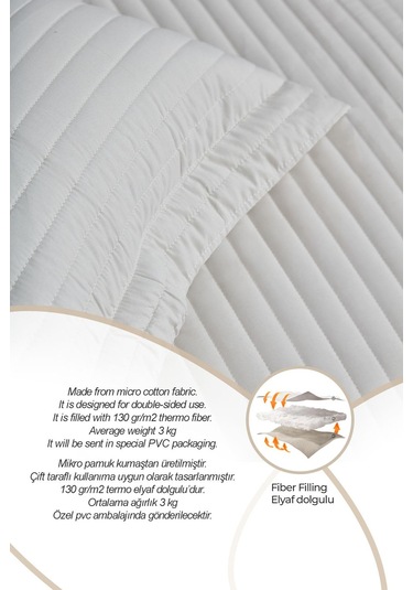 %100 Pamuk Yatak Örtüsü Pike Takımı Tek Kişilik Judy Yatay Çizgili Kapitone Günlük