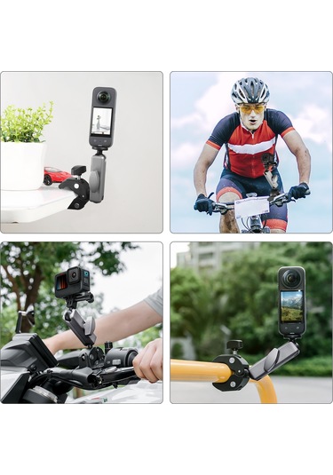 Reedark 360 Dönebilir Bisiklet Kamera Tutucu - 2kg Taşıma Kapasiteli Alüminyum Gopro Bağlantılı Gümüş