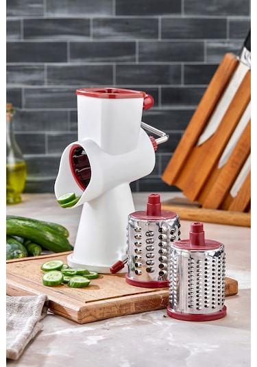 Cooker Paslanmaz Çelik Çevirmeli Rende Kollu Sebze Doğrayıcı Ckr3380-kırmızı Kırmızı