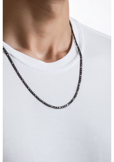 So Chic Klasik Siyah Rodyum Kaplama Çelik Erkek Kolye