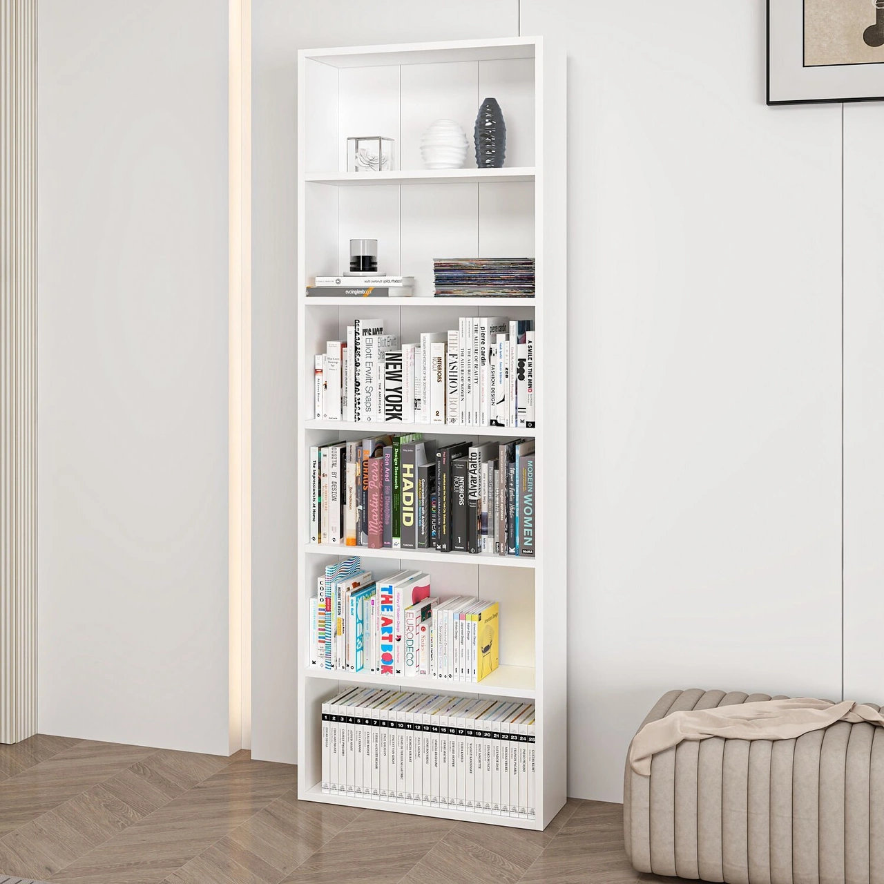 Adel 5 Raflı Kitaplık - Beyaz Beyaz