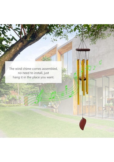 Ranyeek Alüminyum Ve Ahşap Konstrüksiyonlu 6 Borulu Rüzgar Çanı - Altın/gümüş Seçenekli Dekoratif Ses Aleti