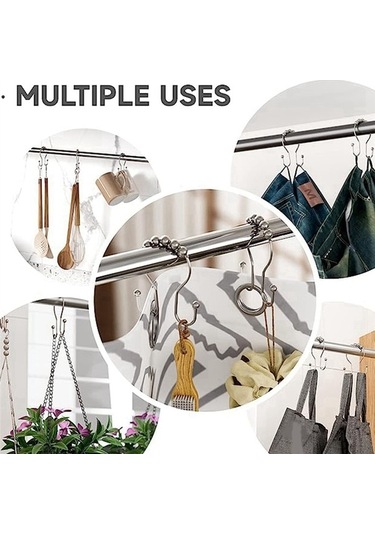 Ulzyvf Perdesi Perdesi Kancası, Halkaları Gümüş Gümüş Duş Duş Adet 12 Wd Gümüş