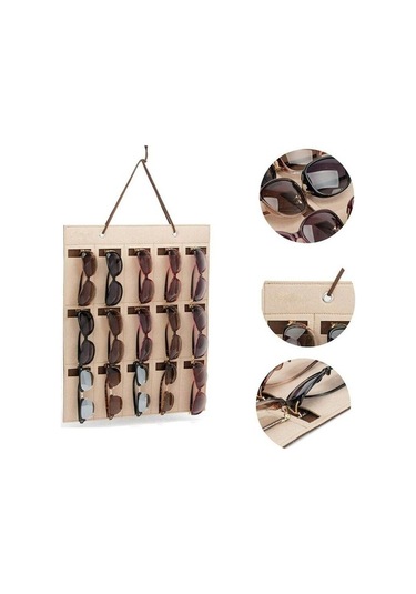 Bej 1 Adet Keçe Gözlük Güneş Gözlüğü Depolama Rafı Ekran Askılı Çanta Duvar Çantası Depolama Kutusu Düzenleyici Wbl Bej Bej