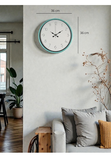 36 Cm Turkuaz Standart Duvar Saati Açık