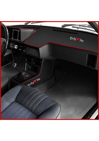 Tofaş Şahin Doğan Kartal Alçak Düşük Torpido Koruma & Vites Konsol Yan Kaplama Halısı - Nakışlı Siyah