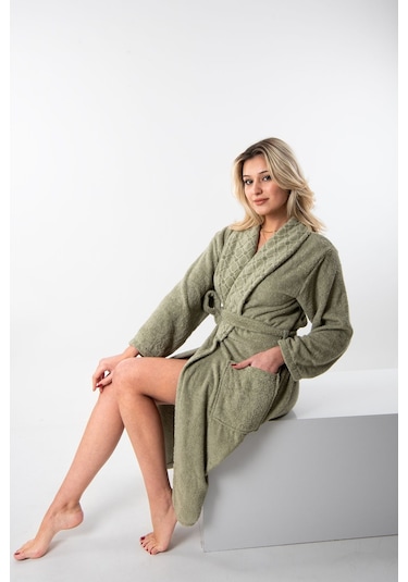 Güvenal Unisex Bornoz Bornoz Erkek Bornoz Kadın Bornoz 2 Yeşil
