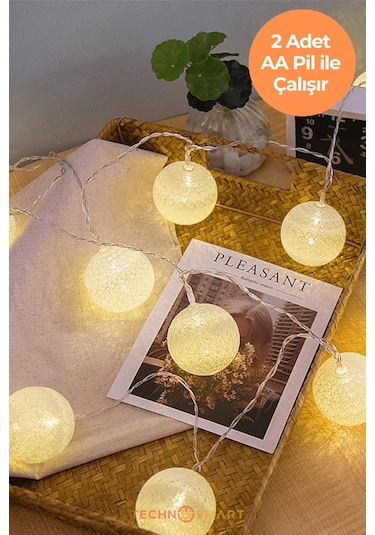 Technosmart 10 Led Pilli Dekoratif Top Işık Zinciri Sarı