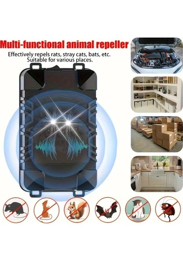 Primepickings Siyah 3 Modlu Akıllı Haşere Kovucu Ses Dalgası Teknolojisi 240m² Koruma İçin Dış Mekan