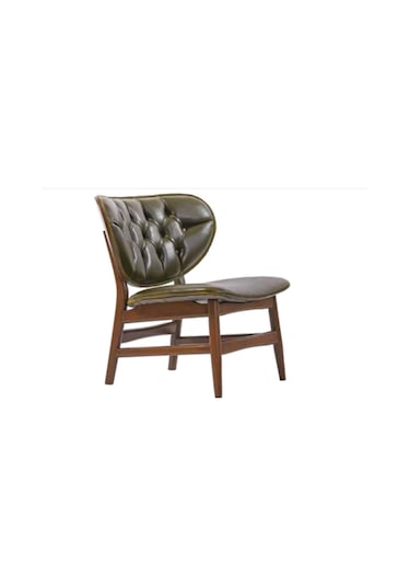 Bengimobilya Sandalye Zus185 Kapitone Model Ahşap Retro Iskelet Yeşil Suni Der