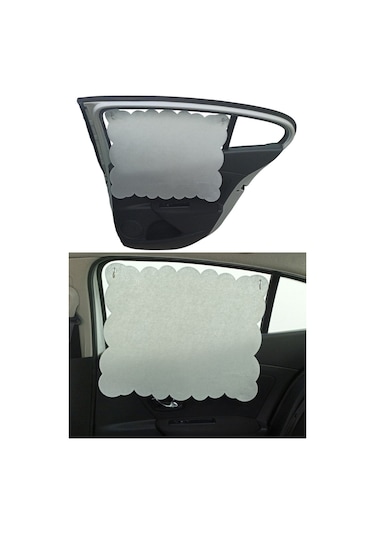 Oto Güneşlik Perdesi Yan Cam Araç Arka Koltuk Emzirme Örtüsü Beyaz Keçe Vantuzlu Tutucaklı 1 Adet