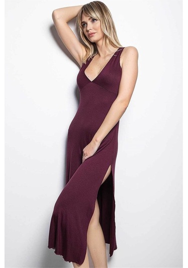 Monamise 19226 Kısa Kollu Gecelik - Mor Mor