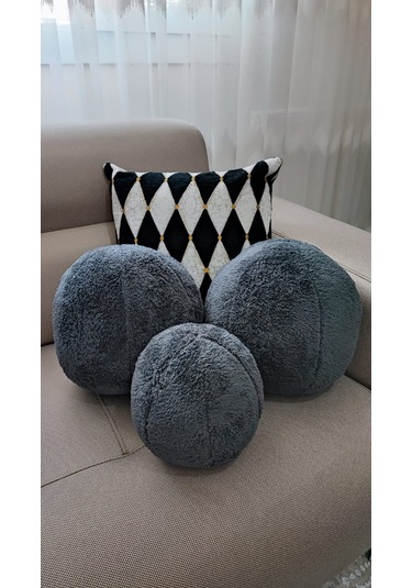 Oneplise 3'lü Top Kırlent 2 Büyük Antrasit 1 Küçük Antrasit(42/25 CM)