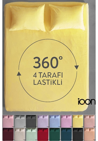 İqon Lastikli Çarşaf Takımı Tek Kişilik Sarı