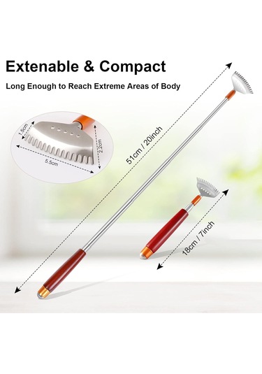Kadınlar Ve Erkekler İçin Uzun Ahşap Saplı Teleskopik Sırt Kaşıyıcı, Masaj Silindiri, Çelik Pençe, Baş Ve Yüz İçin Taşınabilir Sırt Masaj Aleti Çok Renkli