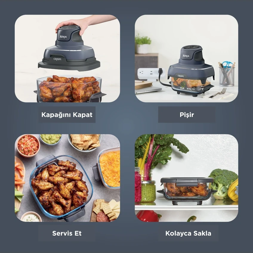 Ninja Crispi 4-In-1 Taşınabilir Cam Hazneli Pişirme Sistemi