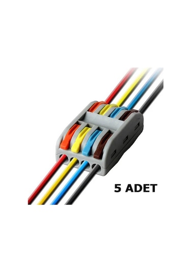 Hızlı Kablo Ekleme Birleştirme Aparatı 4 Dörtlü Klemens - 5 Adet