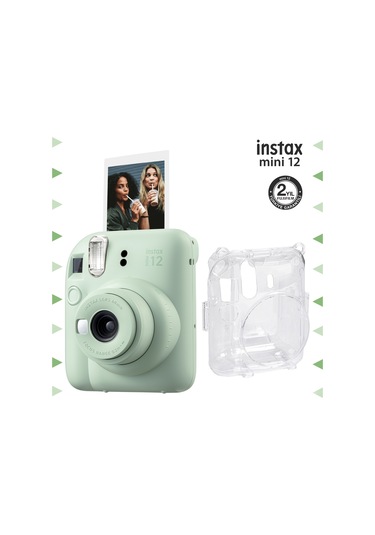 Fujifilm Instax Mini 12 Fotoğraf Makinesi + Şeffaf Kılıf Yeşil