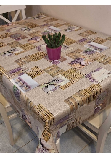 Elyaflı Pvc Muşamba - Desenli Silinebilir Masa Örtüsü Mrl157a Kahverengi