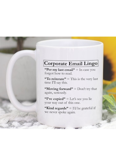 Kurumsal E-posta Lingo Kahve Kupası, İngilizce Ofis Arkadaşı İçin Hediye Bardak, Lingo Kupa