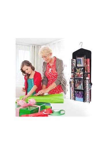 Qingmipy Gbrand Çift Taraflı Asma Hediyelik Paket Kağıdı Saklama Çantası, Siyah, Pratik Organizasyon Diğer