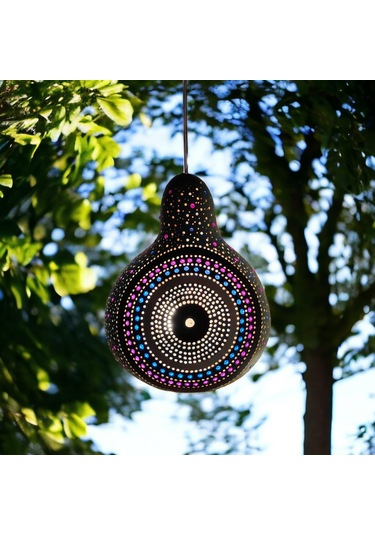 Halka Desenli Su Kabağı Bahçe Dekorasyon Lambası