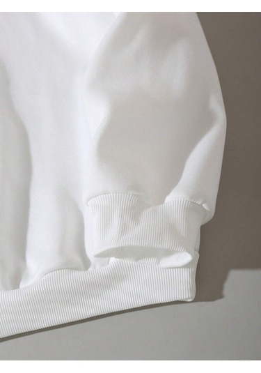 Coko Serisi Slogan Graphic Drop Shoulder Sweatshirt Beyaz--8451 Beyaz