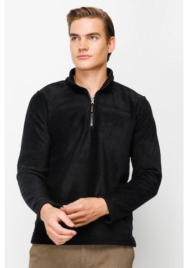 İgs Standart Yarım Fermuar Erkek Polar Siyah