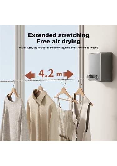 Xiaaokeji Geri Çekilebilir Çamaşır İpi - Alüminyum Alaşımlı Çekmeli Kurutma İpi Siyah