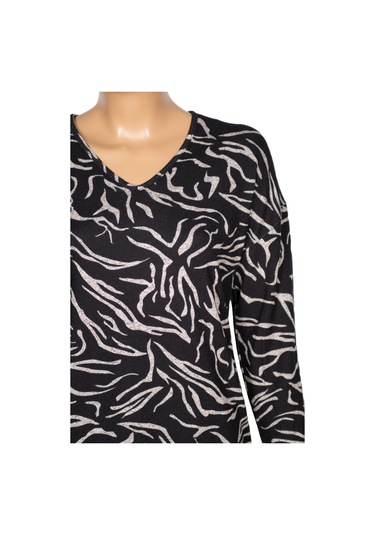 Barem Kadın Lina Büyük Beden Kışlık V Yaka Yumoş Siyah Bluz D07 Siyah