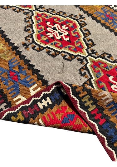 Kök Boya Yahyalı Kilim 106x200 Renkli %100 Yün Kilim