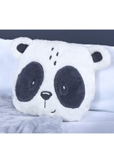 Lüx Sevimli Panda Figürlü Welsoft Battaniye + Yastık Gri