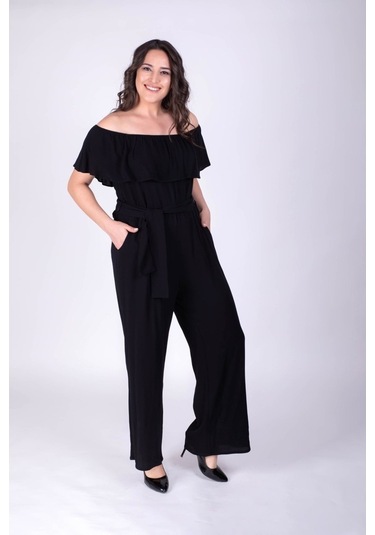 Myline Kadın Düşük Omuzlu Tulum 34397 Siyah