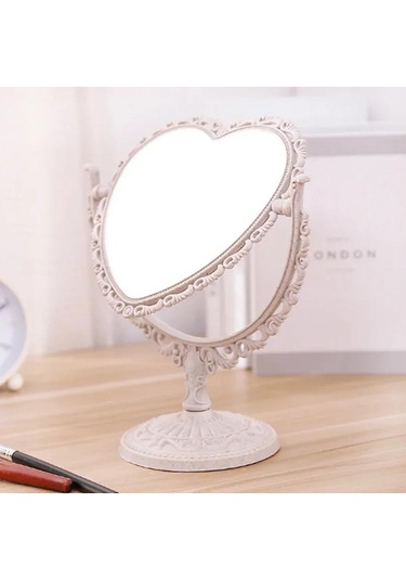Masaüstü Makyaj Aynası Kalp Şeklinde Makyaj Masası Taşınabilir Çift Taraflı Makyaj Aynası El Aynası Kozmetik Kompakt Ayna Kadınlar İçin Mor