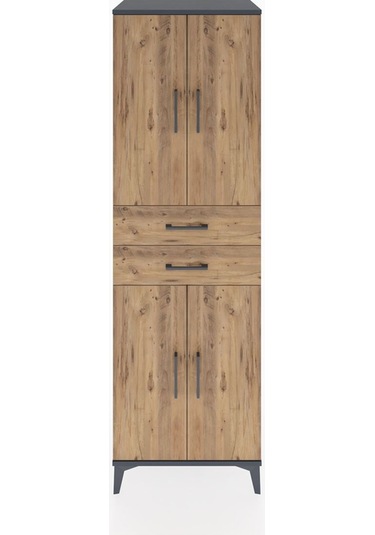 Hyperion Dolap 4 Raflı Tek Çekmeceli 4 Kapaklı 60x44x195 Antrasit-çam Antrasit