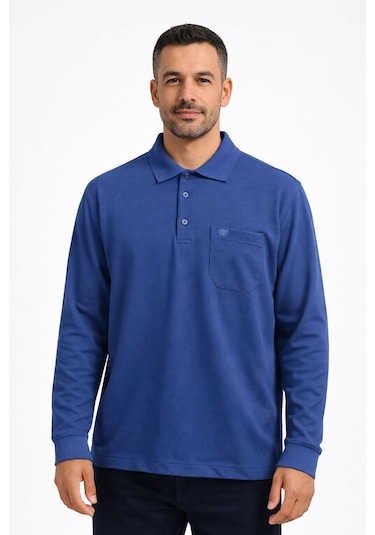 Classics Men Simenti Regular Fit Polo Yaka Uzun Kol Sweatshirt - 7567 Mavi