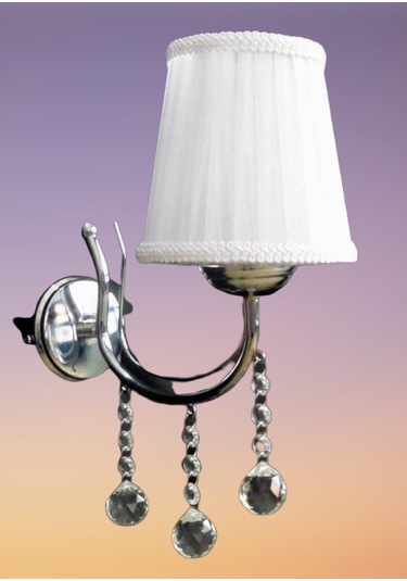 Metal Krom Taşlı Beyaz Başlıklı Aplik Beyaz