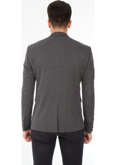 Sposo 5134 Dar Kalıp Örme Kumaş Siyah Erkek Blazer Ceket Siyah