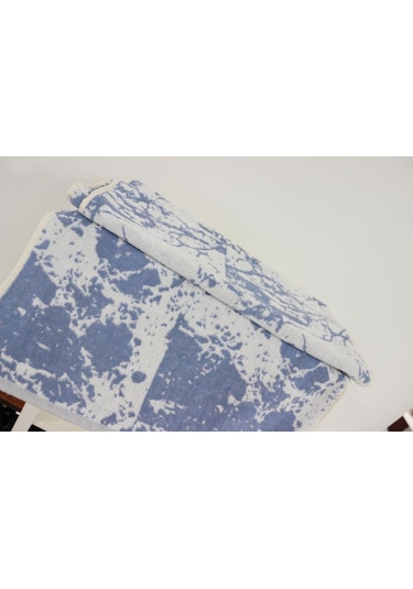 50x135 Spor Havlu İp Boya Jakarlı Pamuklu Fitness Gym Tenis Havlu Mavi