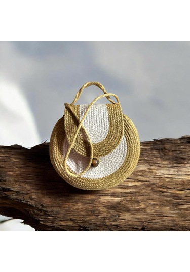 Hasır Çanta, Silindir Çanta, Tasarım Çanta,ekru Hasır El Çantası Hasır