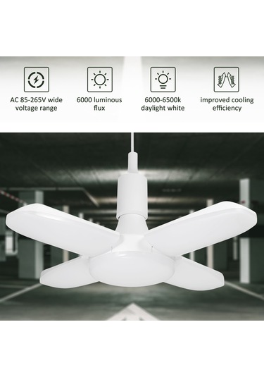 Monyee 60w Dört Bölmeli Ayarlanabilir Garaj Lambası 2 Adet , Beyaz Işık 6000-6500k , Ac 85-265v, E26/e27, 6000lm Diğer