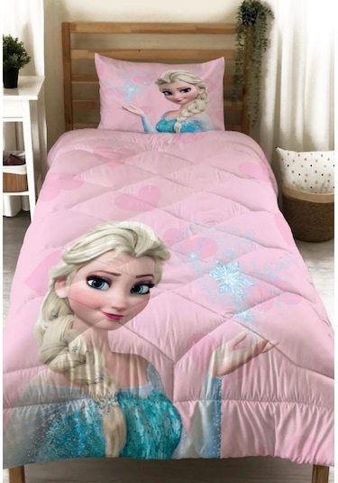 Elsa Pembe Model Dijital Baskı Yorgan Ve Yastık Kılıfı