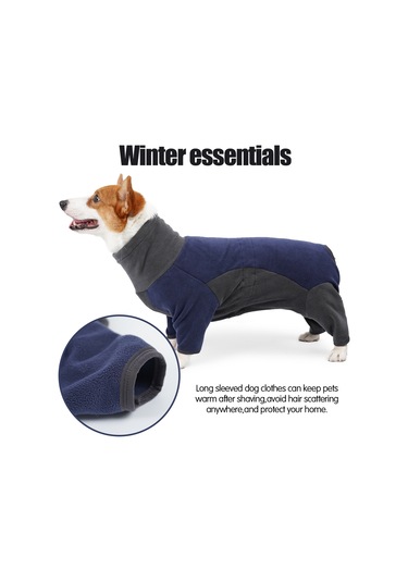 Geeksen Kışlık Köpek Kazak, Isı Sağlayan Fleece, Dört Bacaklı Yaka Desenli, Mavi-gri Desen, M Ya002f031